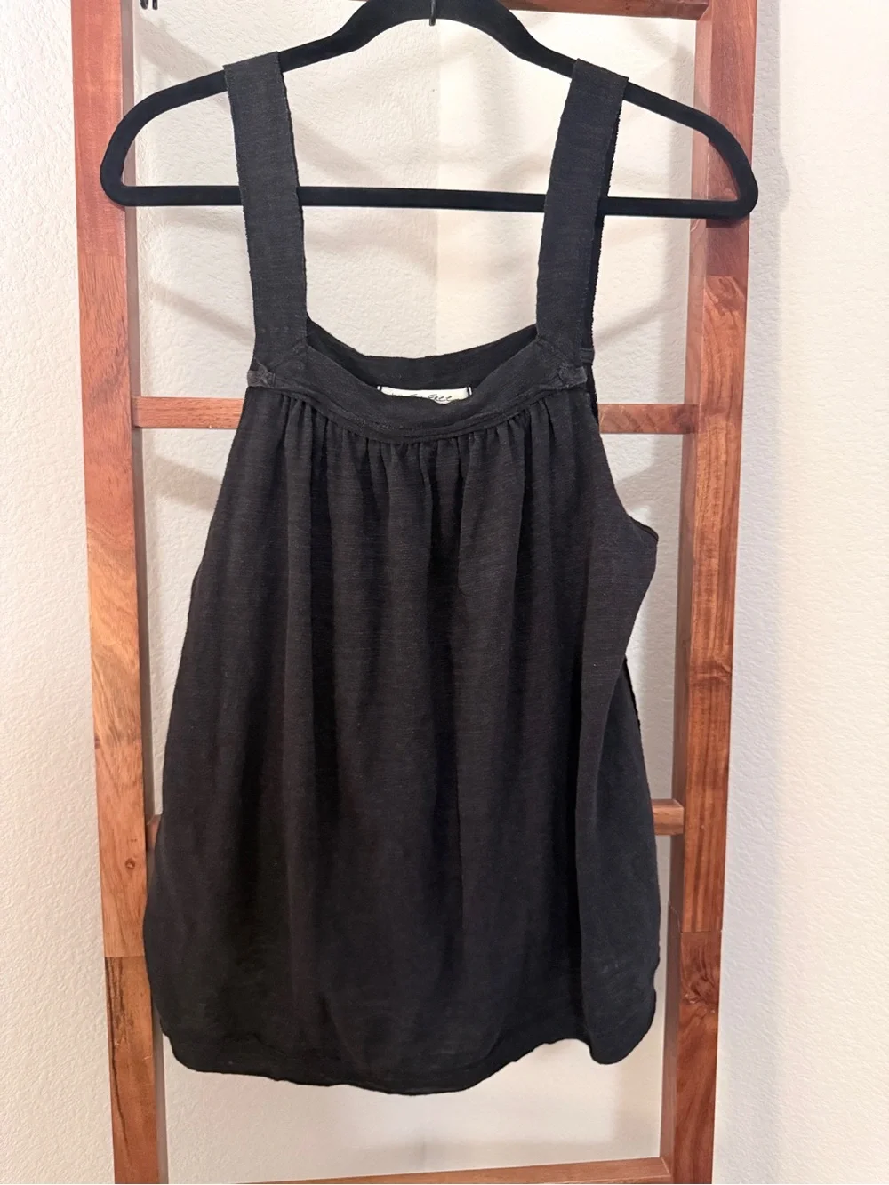 We The Free Black Gathered Tank Top with Wide Straps - Picture 1 of 5